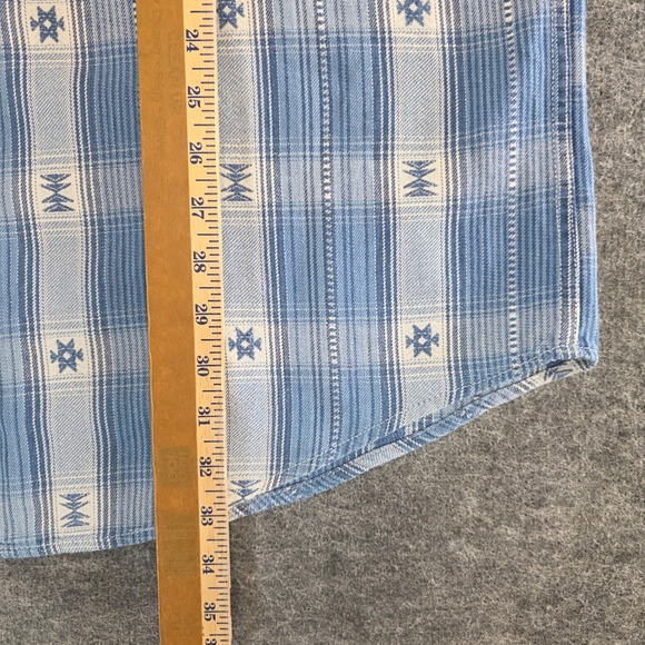 VTG Arizona Jean Co Men XL Blue Southwestern Aztec Plaid Long Sleeve Button Down - Picture 10 of 12
